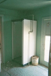 A shower stall in the Aguereberry cabin