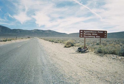 After rising out of Wildrose Canyon, Wildrose Road crosses a plateau called Harrisburg Flats
