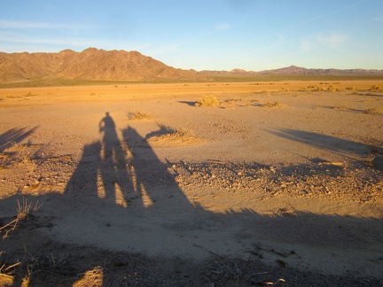 With sunset approaching in half an hour or so, I'm starting to cast nice long shadows on the edge of Broadwell Dry Lake