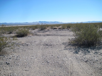 I continue hiking down the old road toward Broadwell Dry Lake and see some of my bicycle tracks from last night