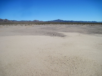 I reach the eastern shore of Broadwell Dry Lake and begin the hike up the fan toward the Bristol Mountains