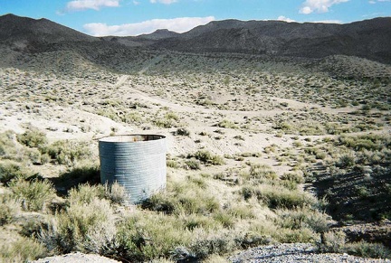 Back down near Monarch Canyon, an old water tank sits near Chloride Cliff Road