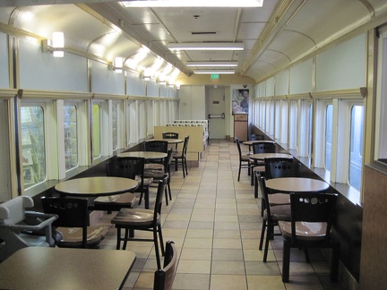 Barstow Station: I enjoy an early lunch in one of the refurbished train cars while waiting for the Amtrak bus