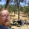 After a mile, I reach the old Orestimba Corral and stop at the picnic table for a Clif-bar-and-water break
