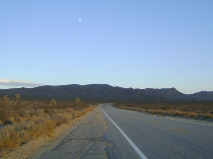 As I get closer to the Kelbaker Road summit, the moon rises behind me