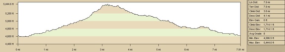 Elevation profile of today's hike to Malpais Spring, Indian Spring and Taylor Spring, Mojave National Preserve