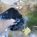 Ooops, my water filter has clogged, so I resort to dipping my 10-litre water bag in the stream