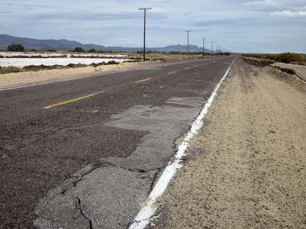 The worn-out pavement on old Route 66 makes for rather rough riding east of Newberry Springs