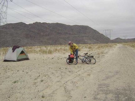 Leaving my campsite at the bottom of Jackass Canyon to ride across Devil's Playground over to Sands