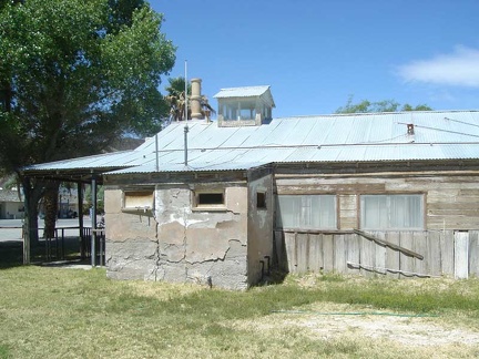The old Shoshone ranger station is built partially out of mud bricks