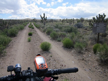 Phew, my road rises out of the gravel onto a smooth surface and passes a "Entering Mojave National Preserve" sign