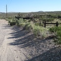 I pass an old corral on Walking Box Ranch Road and check my GPS for directions here