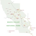 Map of Death Valley area showing 2007 bicycle routes travelled